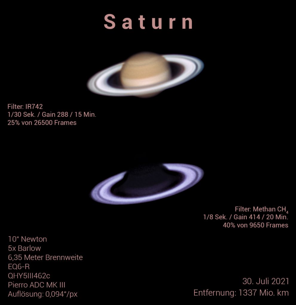 Saturn mit IR742 und Methan CH4 Filter