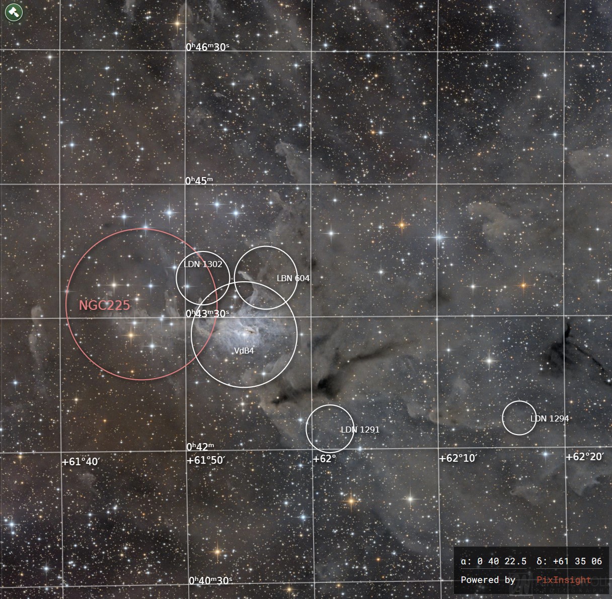 NGC 225 beschriftet