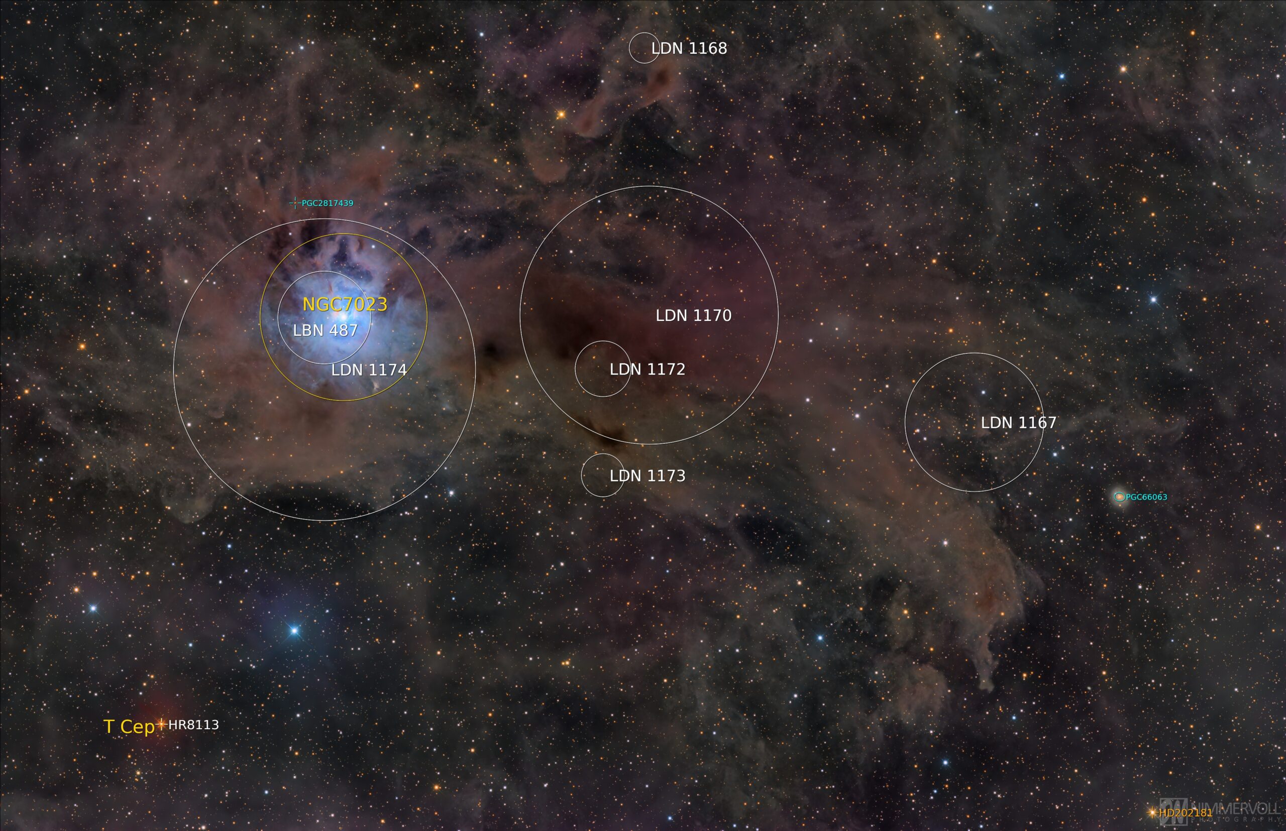NGC 7023 beschriftet