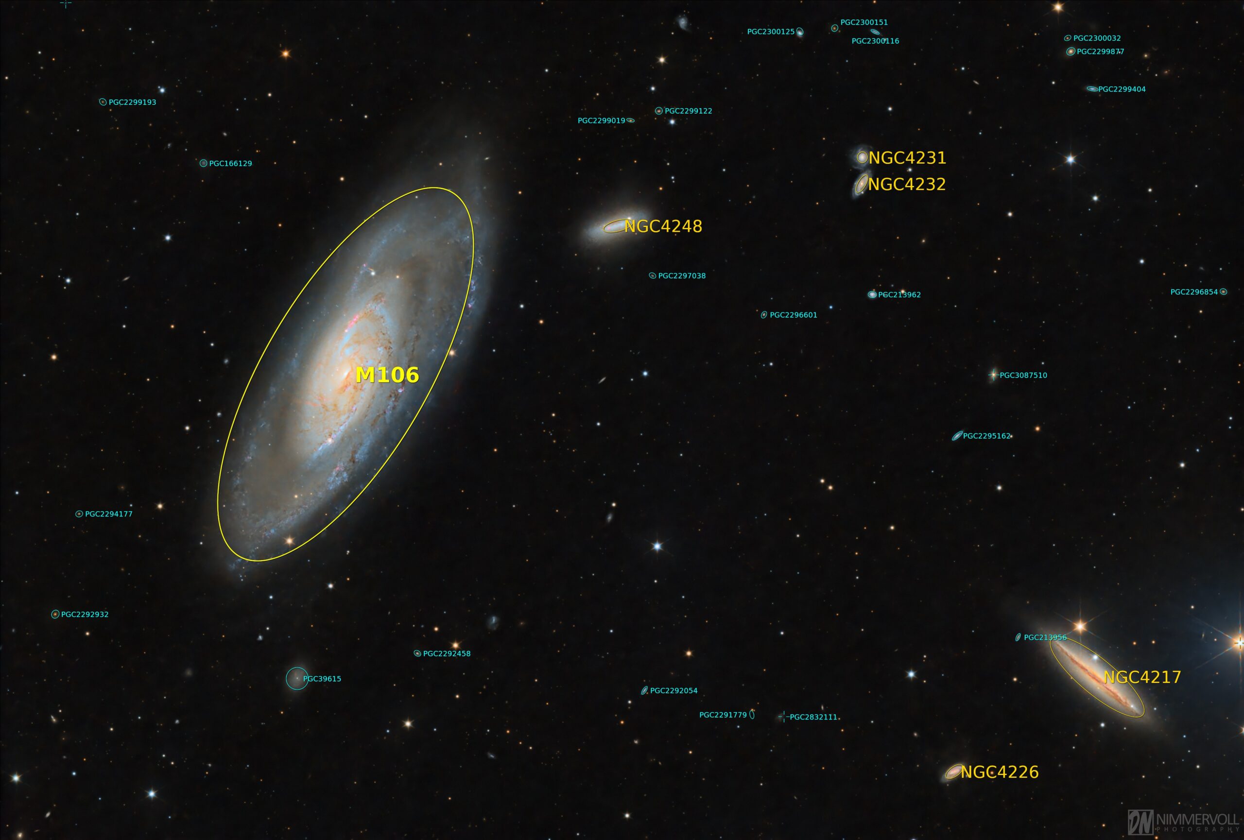 Messier 106 beschriftet